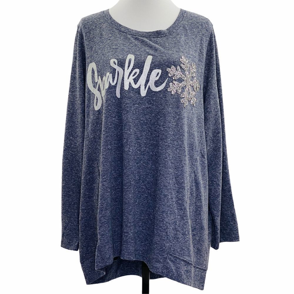 Style & Co Sparkle Snowflake Sweatshirt 3x Nwt - Picture 2 of 12